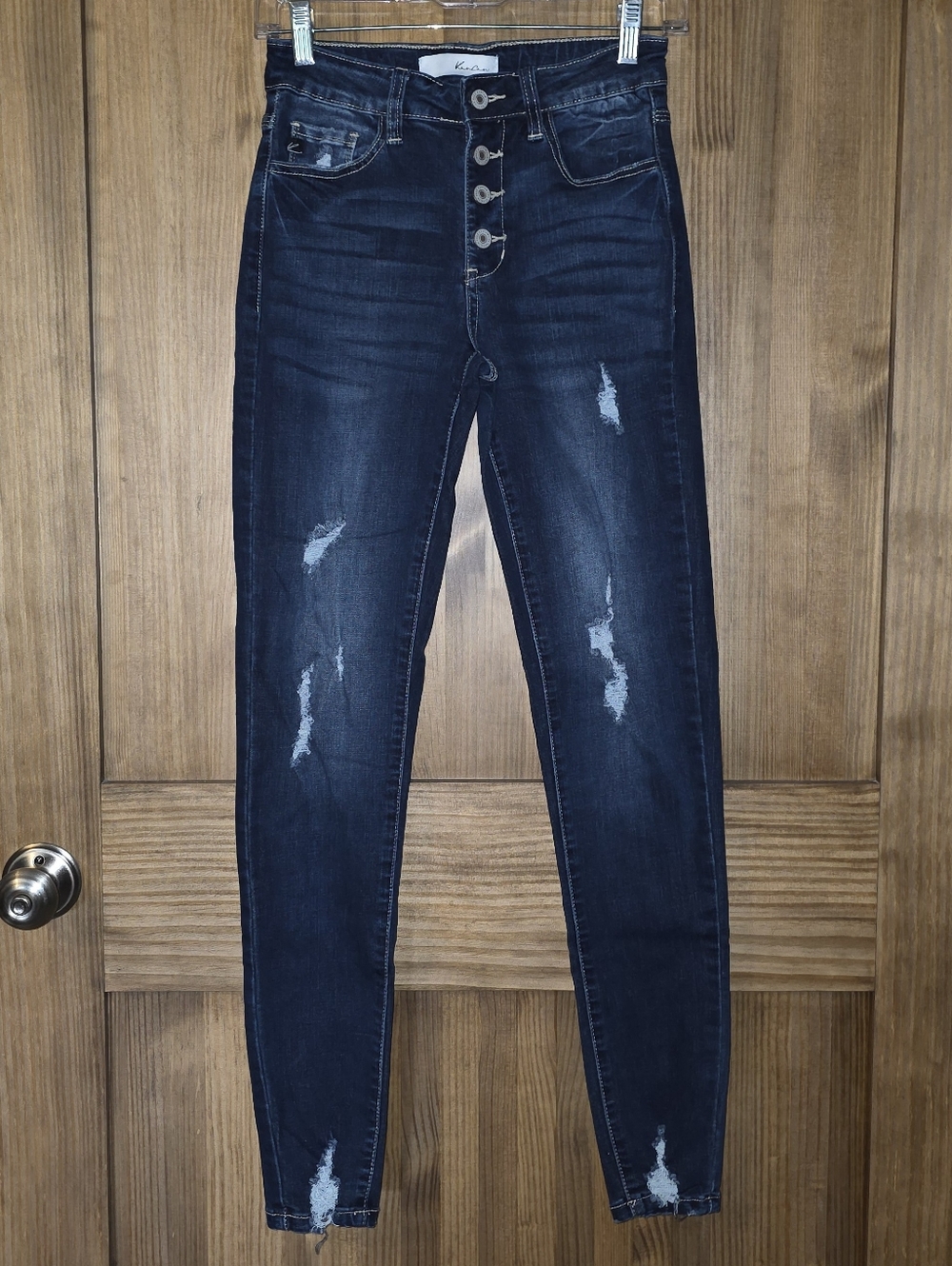 KanCan High-Rise Dark Blue Distressed Skinny Jeans